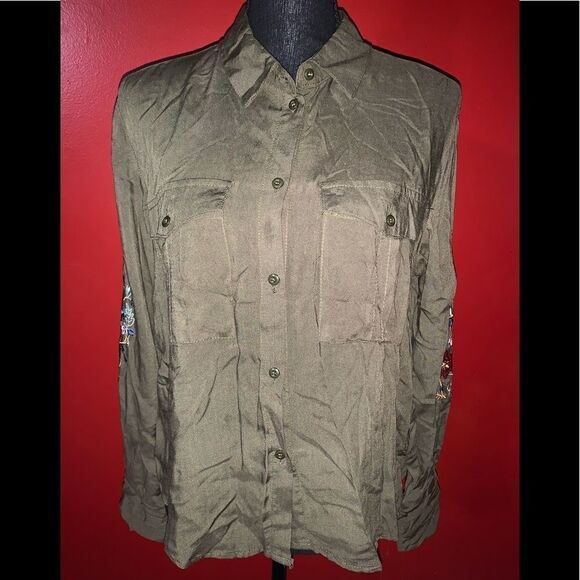 Miss Lili Embroidered Button Down Shirt - Picture 1 of 8